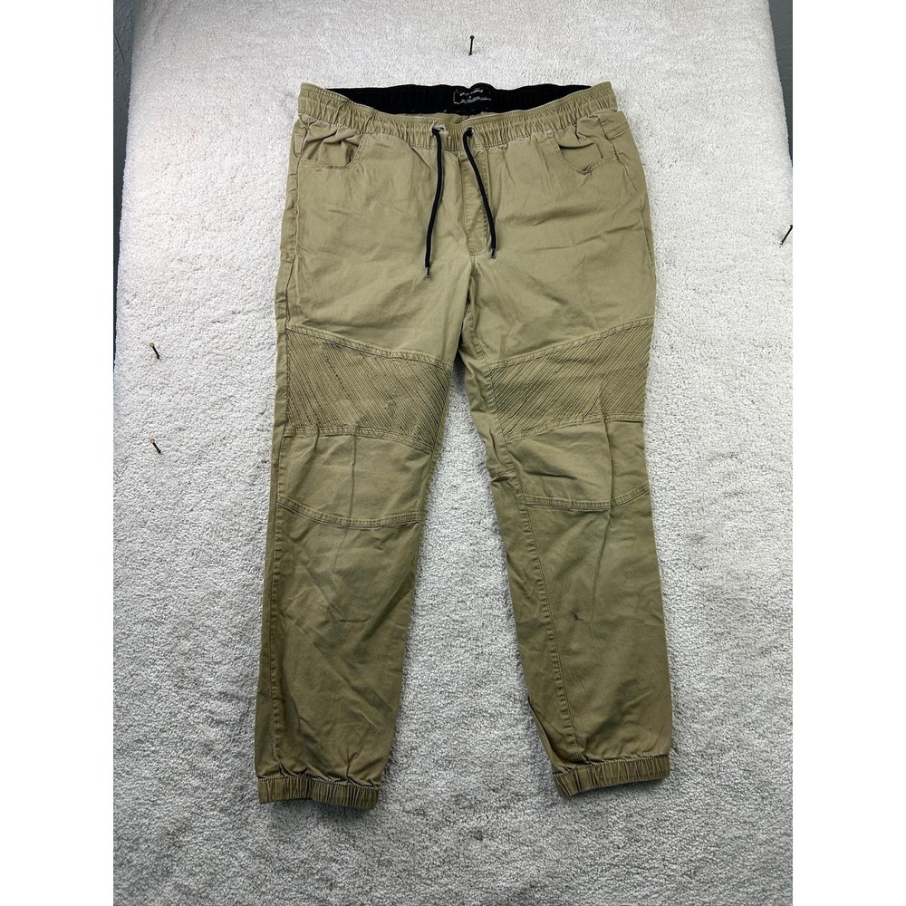 Ocean‎ Current Pants Mens XL Khaki Jogger Drawstring Moto Biker Stretch Casual